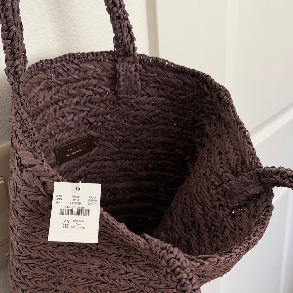 J. Crew Braided Straw Tote - Dark Brown